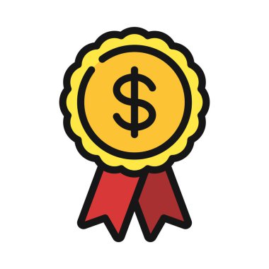 Para ödülü kurdele ikon vektör illüstrasyonu 