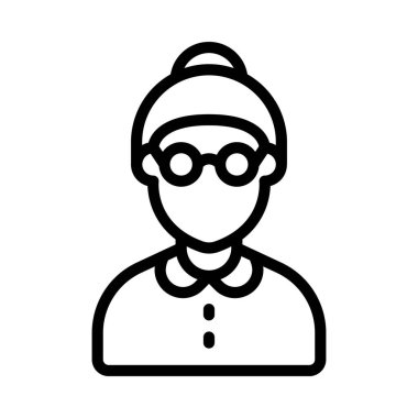 Yaşlı kadın web simgesi vektör illüstrasyonu