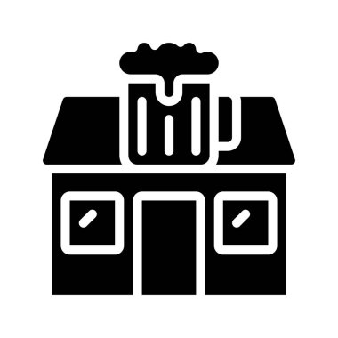 Pub Building web simgesi vektör illüstrasyonu