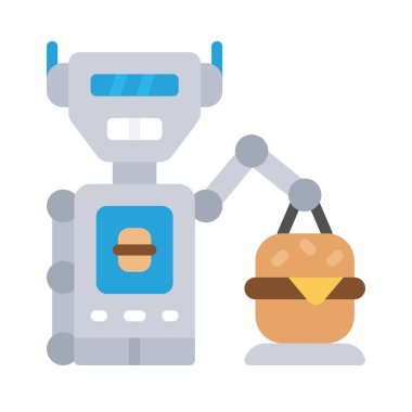 Robot Şef Web simgesi vektör illüstrasyonu