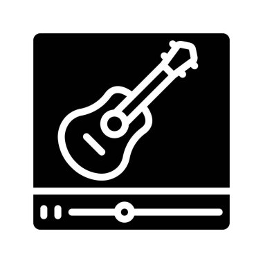 Çevrimiçi Gitar Dersi web simgesi vektör illüstrasyonu