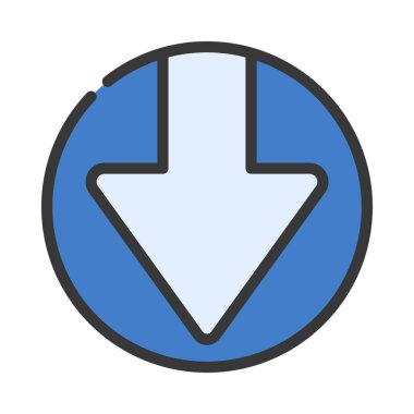 Çember Aşağı Ok web simgesi vektör resimlemesi