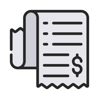 Makbuz simgesi. Beyaz arkaplanda izole edilmiş web tasarımı için vektör simgesi