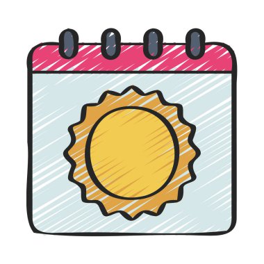 yaz takvimi simgesi, vektör illüstrasyonu 