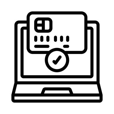 Kredi Kartı Ödeme Laptop simgesi, vektör illüstrasyonu 