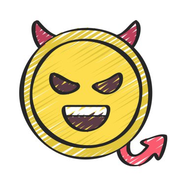 Devil Coin web simgesi vektör illüstrasyonu
