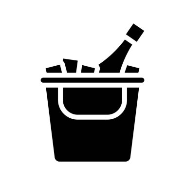 Şampanya Kovası Web simgesi vektör illüstrasyonu