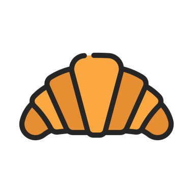 Kruvasan yassı ikon vektör çizimi 