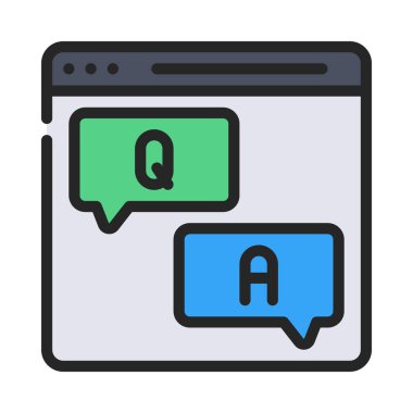 Soru ve Yanıt Web simgesi vektör illüstrasyonu