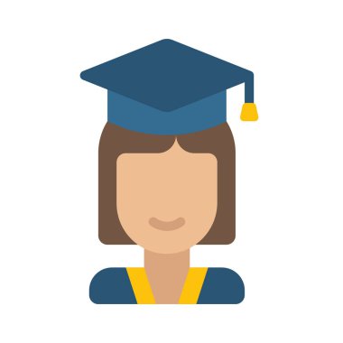 Kadın Öğrenci Web simgesi vektör illüstrasyonu