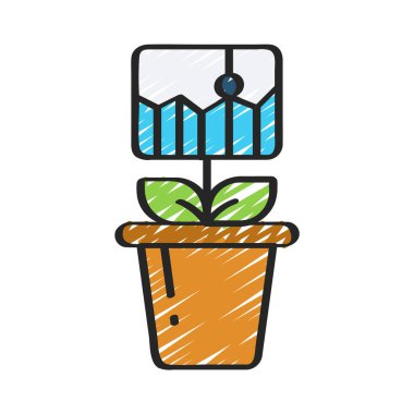 Pazar Büyümesi web simgesi vektör illüstrasyonu