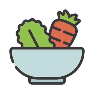 Salata Bowl web simgesi vektör illüstrasyonu