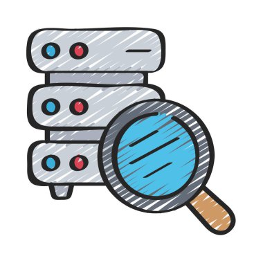 Sunucu Arama Web simgesi vektör illüstrasyonu