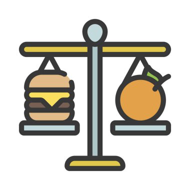 Ağırlık ve Meyve Et Ağı ikon vektör çizimi