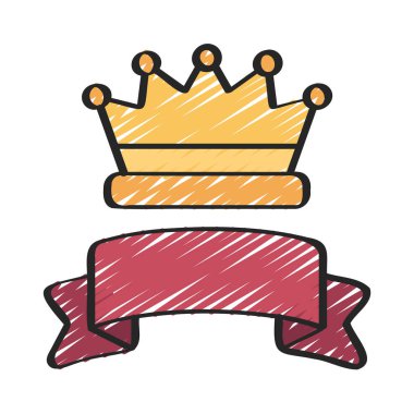 Crown and Banner web simgesi vektör illüstrasyonu