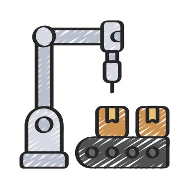 üretim hattı web simgesi vektör illüstrasyonu