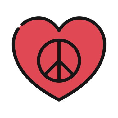 Barış ve Aşk Web ikonu vektör illüstrasyonu