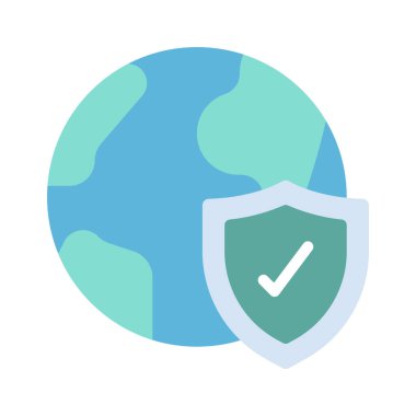 Korunan Dünya simgesi vektörü beyaz arkaplanda izole edildi      