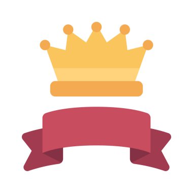 Crown and Banner web simgesi vektör illüstrasyonu