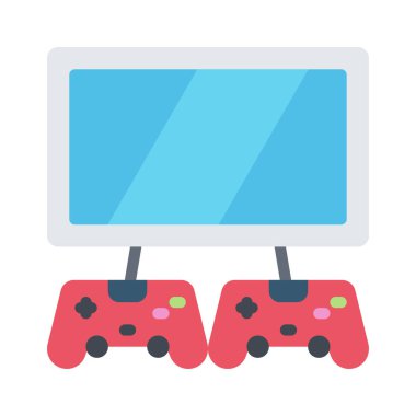 İki Oyuncu Oyun web simgesi vektör illüstrasyonu