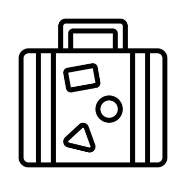 Eski moda Suitcase Web simgesi vektör illüstrasyonu