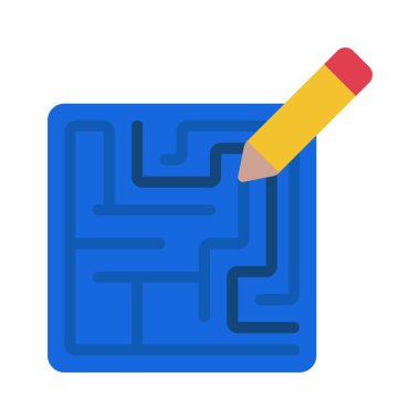Çözülmüş Maze web simgesi vektör illüstrasyonu