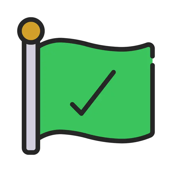 Tick Flag Web Icon Vector Illustration — Stock Vector