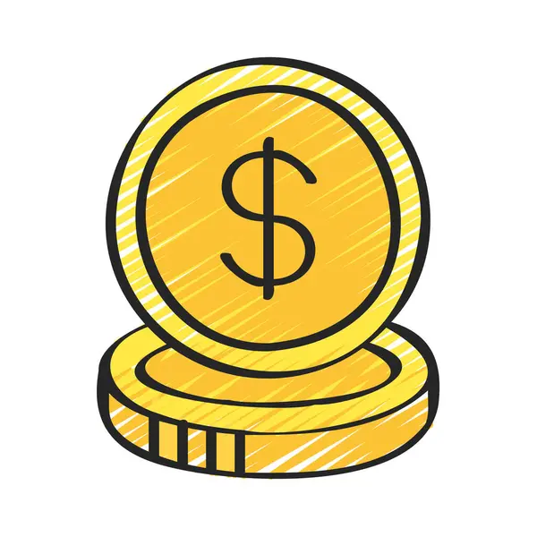 Dollar Munten Platte Vector Icon — Stockvector