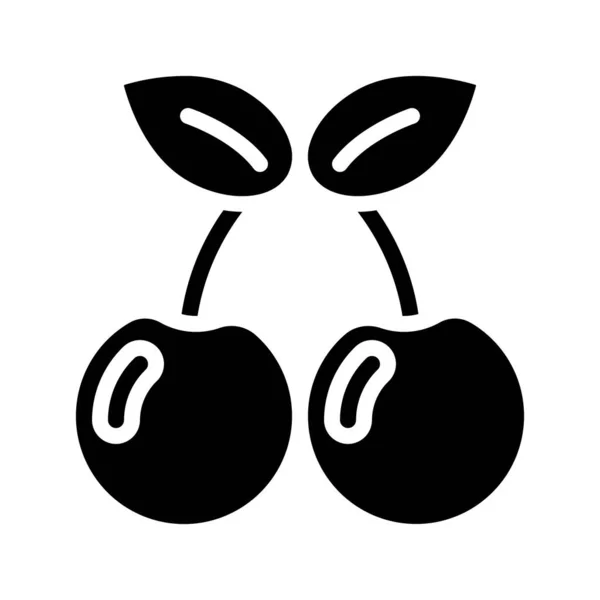 Cherries Icona Vettore Illustrazione Sfondo Vista — Vettoriale Stock