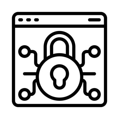 Siber Güvenlik koruma simgesi vektör illüstrasyonu 