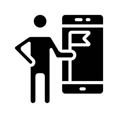 Y Mobil Öncüleri Geni Web simgesi vektör illüstrasyonu