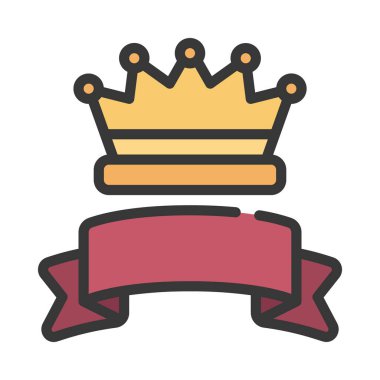 Crown and Banner web simgesi vektör illüstrasyonu