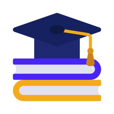 Grad Cap On Books web simgesi vektör illüstrasyonu