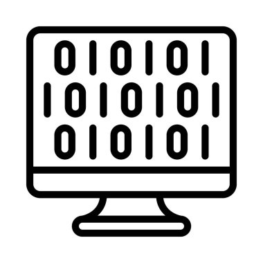 İkili Kod Bilgisayar simgesi, vektör illüstrasyonu 