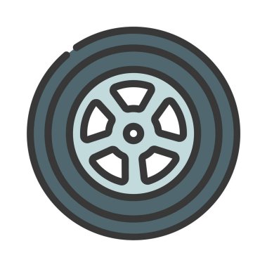 Tekerlek ile Tyre web simgesi vektör illüstrasyonu