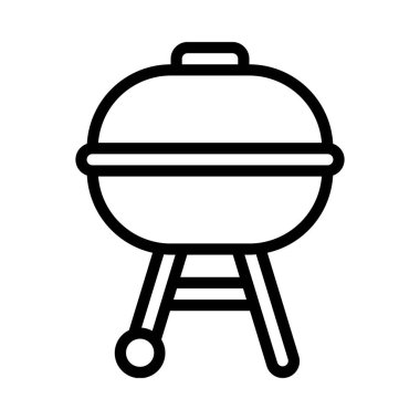 Barbekü ızgara ağ ikonu vektör çizimi
