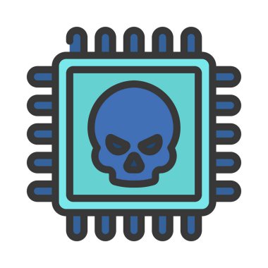İşlemci hacker simgesi, heklenmiş işlemci simgesi, vektör illüstrasyonu 