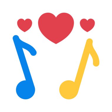 Aşk Müzik Web ikonu vektör illüstrasyonu