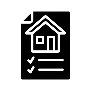 Ev Denetim Listesi Belgesi simgesi, vektör illüstrasyonu 