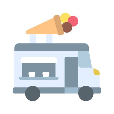 Dondurma kamyonu ikonu vektör illüstrasyonu