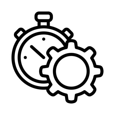 Cog with Stopwatch web simgesi vektör illüstrasyonu