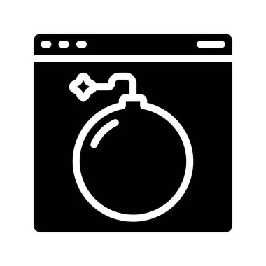 Web sitesi Saldırı simgesi, vektör illüstrasyonu