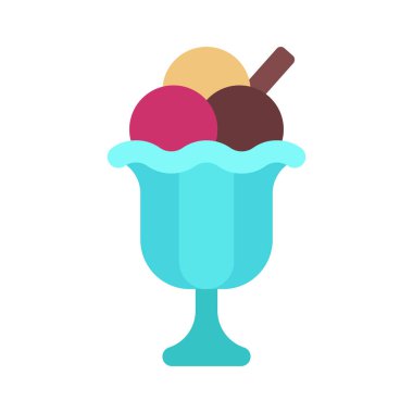 Dondurma düz simgesi, vektör illüstrasyonu