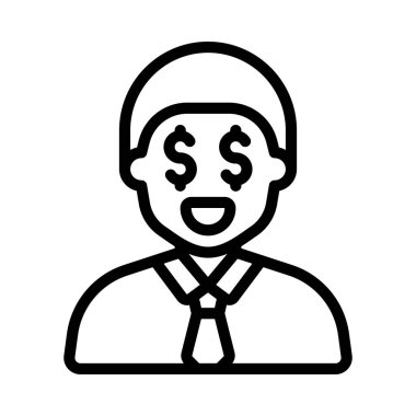 Açgözlü web simgesi vektör illüstrasyonu