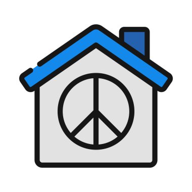 Ev simgesi vektör illüstrasyonunda barış işareti