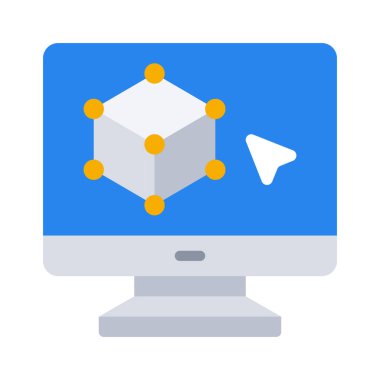 Bilgisayar Üç Boyutlu Tasarım simgesi, vektör illüstrasyonu 