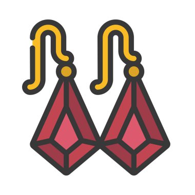 Uzun Elmas Küpeler ikon vektör çizimi 