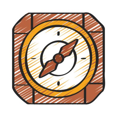 Beyaz arka plan üzerinde pusula simgesini vektör çizim