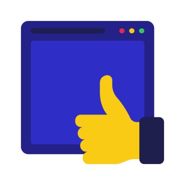 Web Sitesi simgesi ve vektör illüstrasyonunu Başparmağınla Göster 