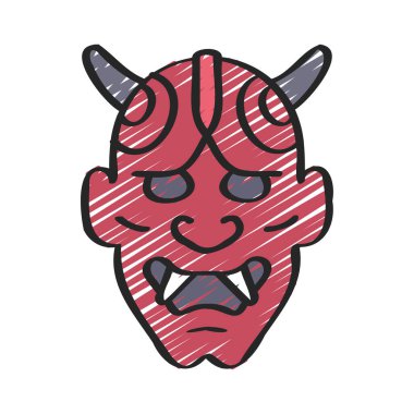 Samuray İblis Maskesi Web simgesi vektör illüstrasyonu